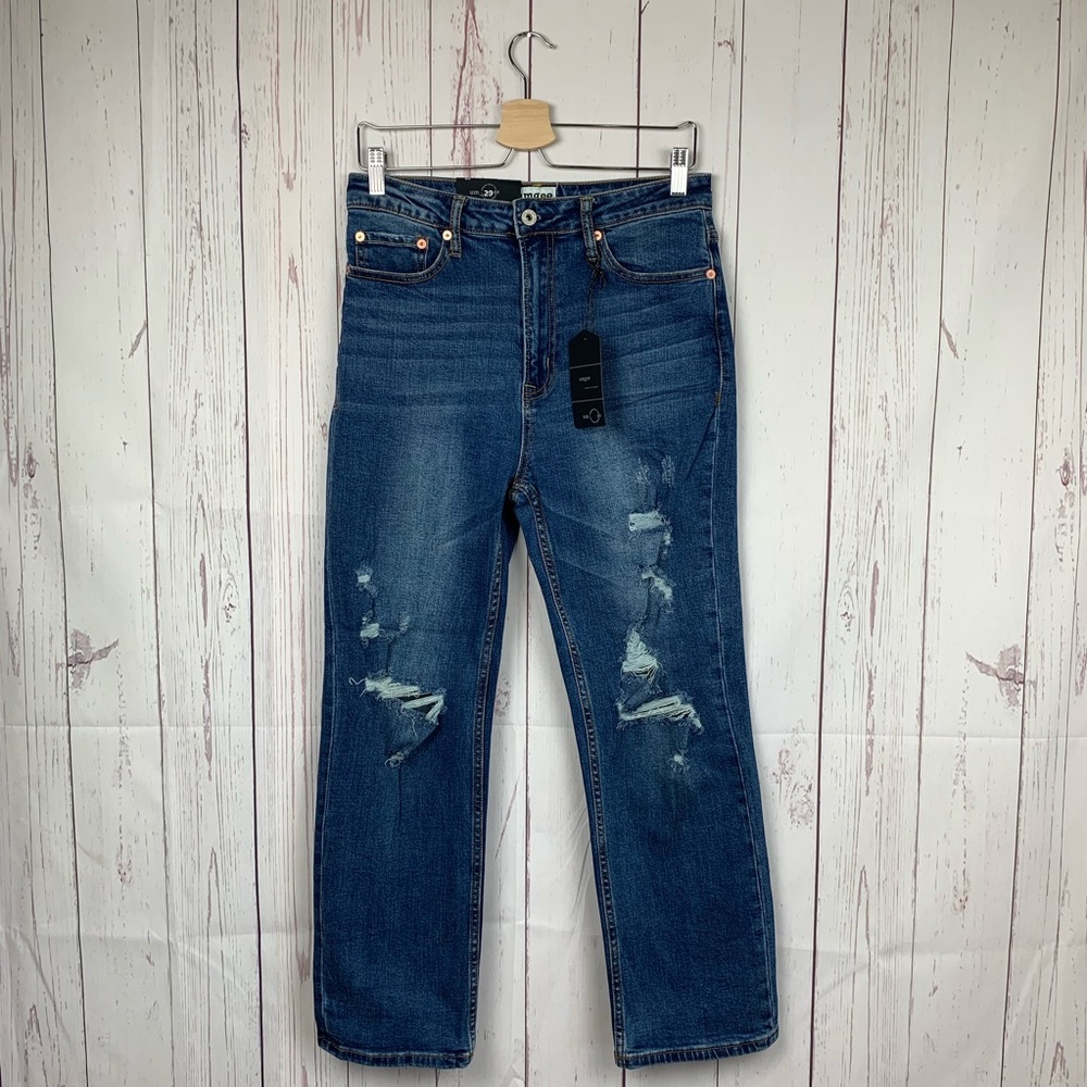Umgee High Waist Straight Leg Distressed Jeans - Picture 2 of 7